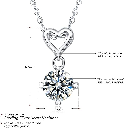 ONE :💎Pendant Necklace 💎MOISSANITE DIAMOND - 925 STERLING SILVER and Solid D Color VVS1 Clarity adjustable Chain