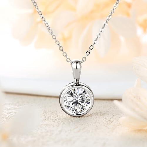ONE :💎Pendant Necklace💎 2.0 CARAT MOISSANITE WHITE GOLD PLATED OVER 925 STERLNG SILVER