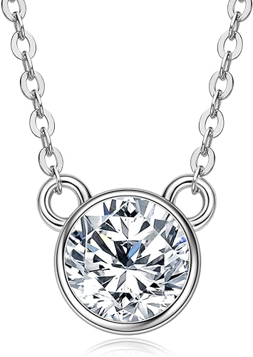 ONE :💎Pendant Necklace💎 1.0 CARAT MOISSANITE WHITE GOLD PLATED OVER 925 STERLNG SILVER