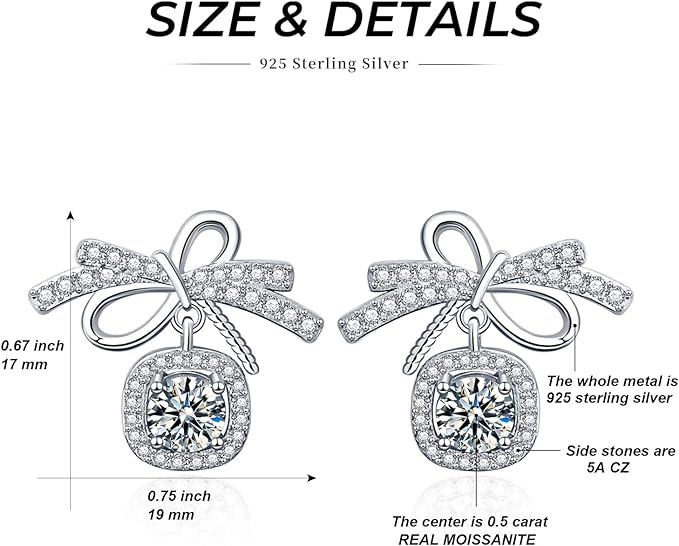 ONE PAIR: 925 Sterling Silver MOISSANITE Earrings HIGH QUALITY MOISSANITE DIAMOND Brilliant ROUND CUT