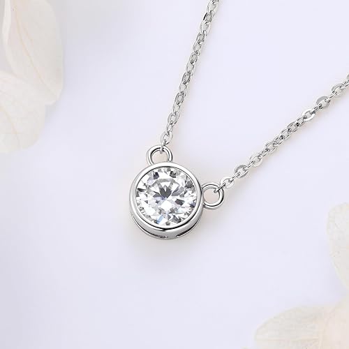 ONE :💎Pendant Necklace💎 1.0 CARAT MOISSANITE WHITE GOLD PLATED OVER 925 STERLNG SILVER