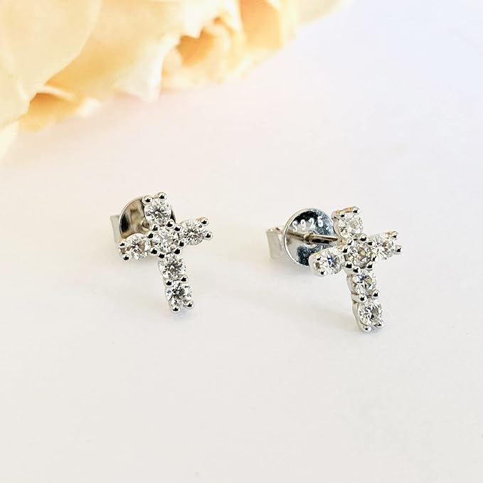 ONE PAIR: Gorgeous STUD EARRINGS MOISSANITE DIAMONDS D Color VVS1 Clarity Brilliant Earrings 925 Sterling Silver 18K WHITE Gold Plated 0.36ct