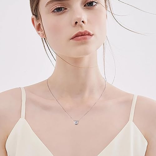 ONE :💎Pendant Necklace💎 1.0 CARAT MOISSANITE WHITE GOLD PLATED OVER 925 STERLNG SILVER