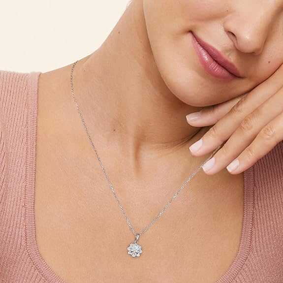 ONE :💎Pendant Necklace 💎MOISSANITE DIAMOND - 925 STERLING SILVER and Solid Gold Plated D Color VVS1 Clarity adjustable Chain Color: Color: Flowers 0.5 Carat