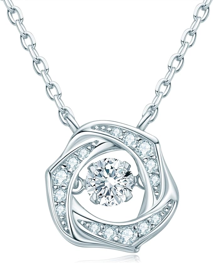 ONE :💎Pendant Necklace💎 Color: Love Knot-0.5ct MOISSANITE DIAMOND WHITE GOLD PLATED OVER 925 STERLNG SILVER