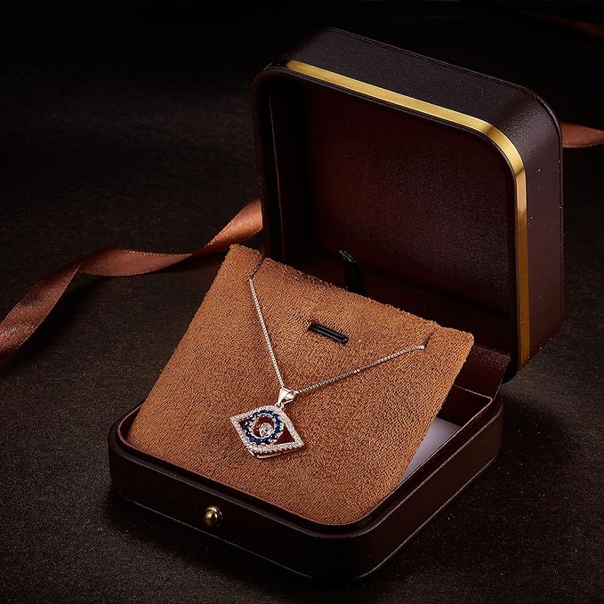 ONE :💎Pendant MOISSANITE Necklace 💎 It dances and shines, EYE eternity and infinity ROSE GOLD PLATED