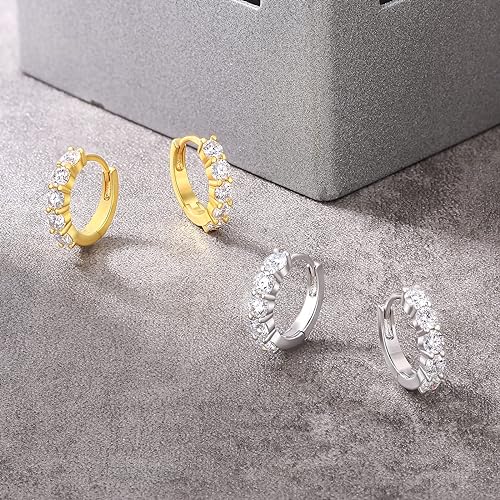 ONE PAIR: HOOP Earrings, MOISSANITE Diamonds 14K YELLOW GOLD PLATED OVER 925 Sterling Silver, Comes With A GRA Certificate. Color: Silver-1.0ct-Single row