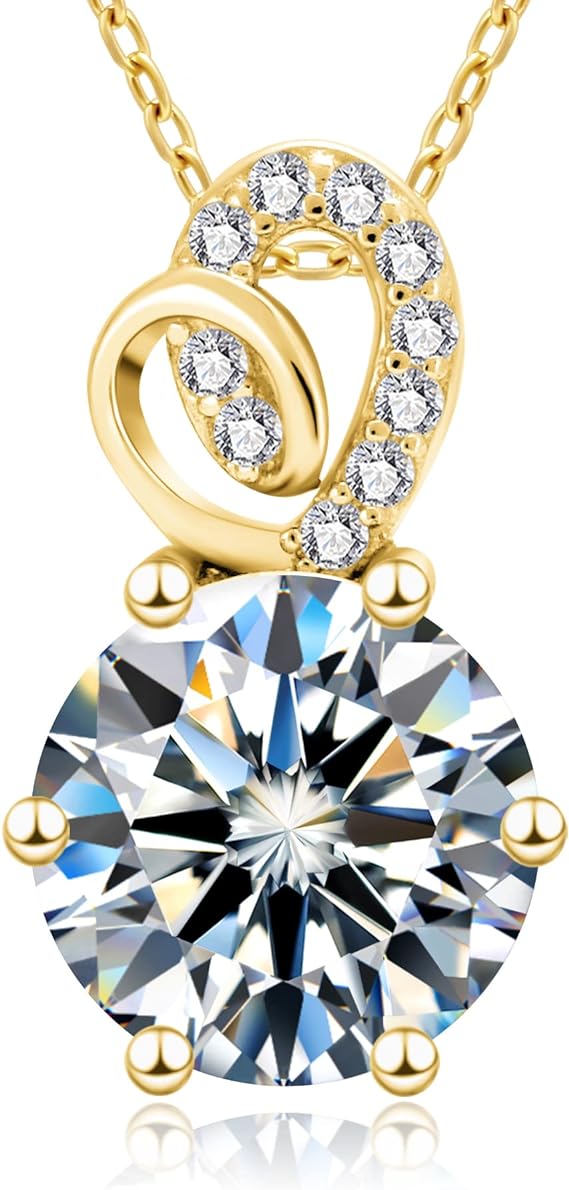 ONE :💎Pendant Necklace 💎MOISSANITE DIAMOND Style: Color: 2.0 Carats-YELLOW Gold