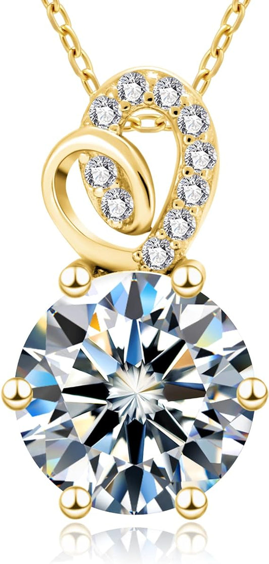 ONE :💎Pendant Necklace 💎MOISSANITE DIAMOND Style: Color: 2.0 Carats-YELLOW Gold
