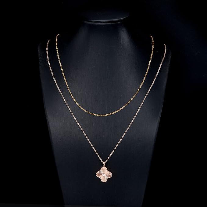 ONE :💎Pendant MOISSANITE Necklace 💎, Clover ROSE GOLD PLATED OVER 925 STERLNG SILVER