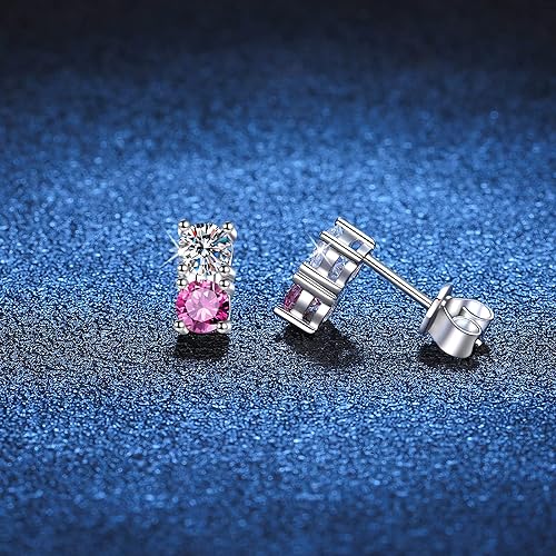 ONE PAIR: 925 Sterling Silver MOISSANITE STUD Earrings HIGH QUALITY MOISSANITE DIAMOND Brilliant ROUND CUT