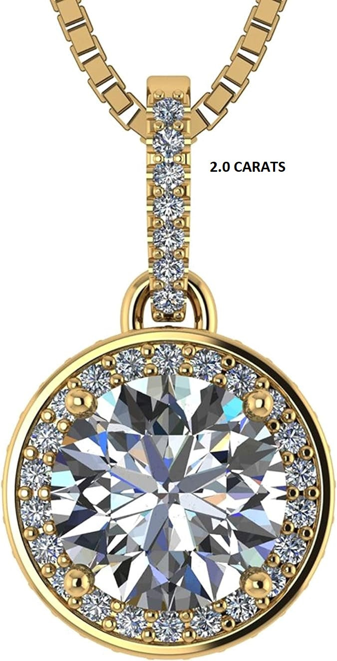 ONE :💎Pendant Necklace 💎 " Pure Brilliance 2.0 CT Zirconia YELLOW GOLD PLATED