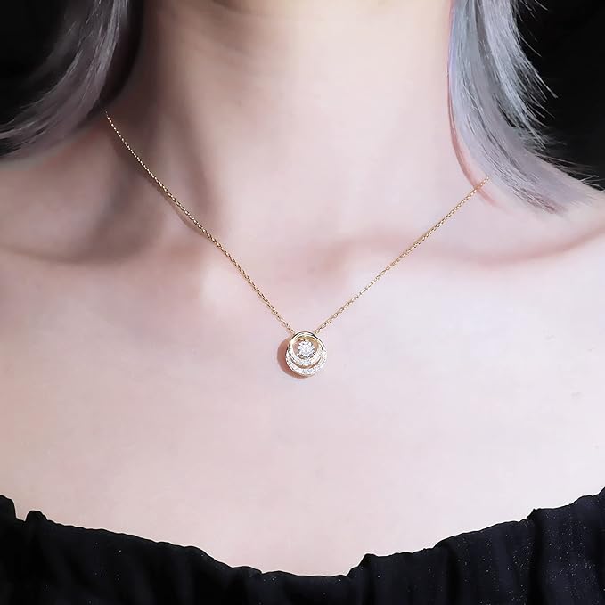 ONE :💎Pendant Necklace 💎MOISSANITE DIAMOND Color: SILVER Style: Double Halo 0.5ct