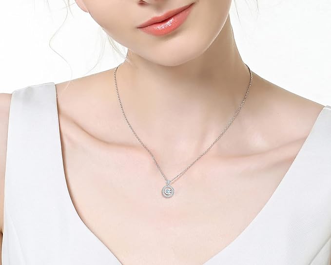ONE :💎Pendant Necklace💎 Color: Infinity Circle-0.5ct MOISSANITE DIAMOND WHITE GOLD PLATED OVER 925 STERLNG SILVER