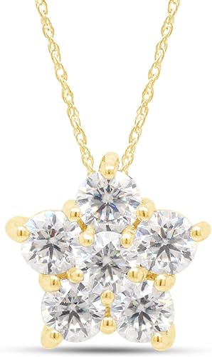 ONE :💎Pendant Necklace💎 Color: FLOWER MOISSANITE DIAMOND YELLOW GOLD PLATED OVER 925 STERLNG SILVER