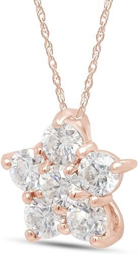 ONE :💎Pendant Necklace💎 Color: FLOWER MOISSANITE DIAMOND ROSE GOLD PLATED OVER 925 STERLNG SILVER