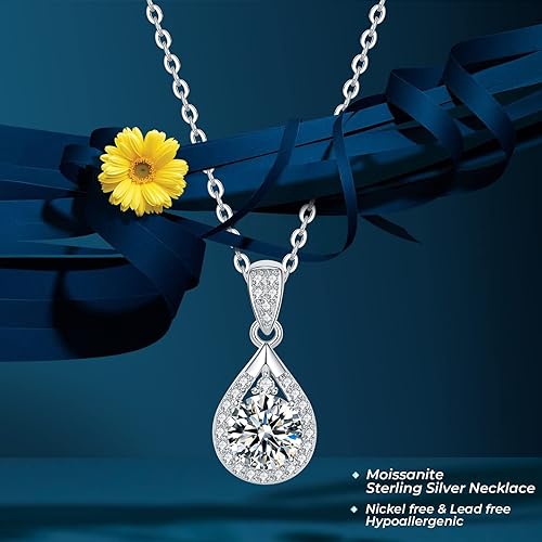 ONE :💎Pendant Necklace 💎MOISSANITE DIAMOND - 925 STERLING SILVER and Solid D Color VVS1 Clarity adjustable Chain