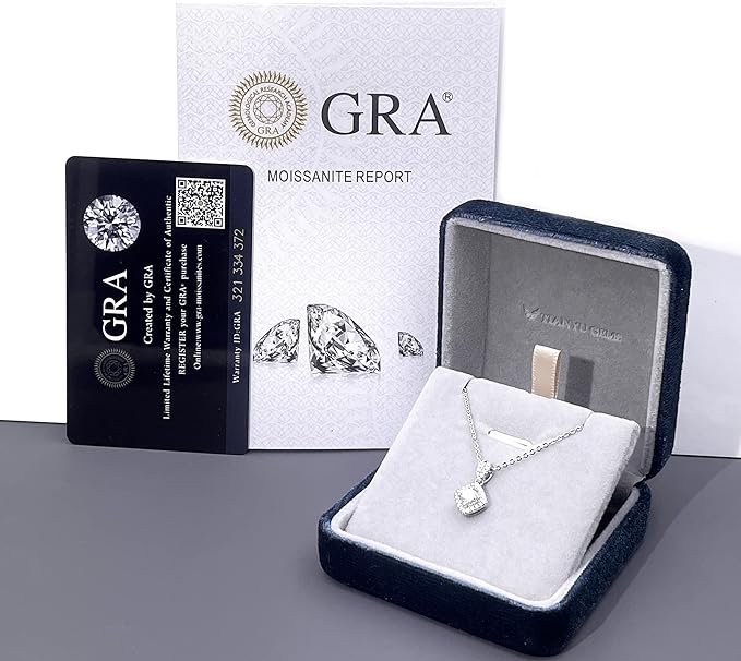 ONE :💎Pendant Necklace 💎MOISSANITE DIAMOND Color: SILVER Style: Square Halo 0.5ct