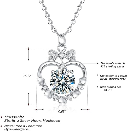 ONE :💎Pendant Necklace 💎MOISSANITE DIAMOND - 925 STERLING SILVER and Solid D Color VVS1 Clarity adjustable Chain