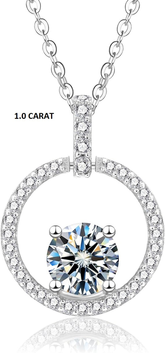 ONE :💎Pendant Necklace💎 1.0 CARAT MOISSANITE WHITE GOLD PLATED OVER 925 STERLNG SILVER