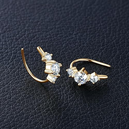 ONE PAIR: 925 Sterling Silver MOISSANITE Earrings HIGH QUALITY MOISSANITE DIAMOND Brilliant ROUND CUT Color: 5MM-Open Hoops-Yellow