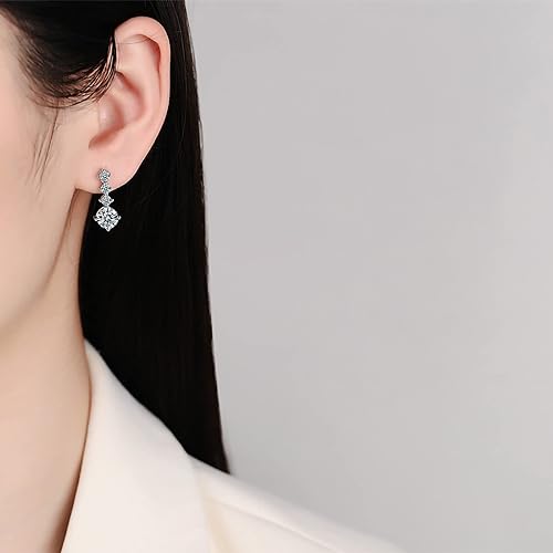ONE PAIR: 925 Sterling Silver MOISSANITE DROP Earrings HIGH QUALITY MOISSANITE DIAMOND Brilliant ROUND CUT