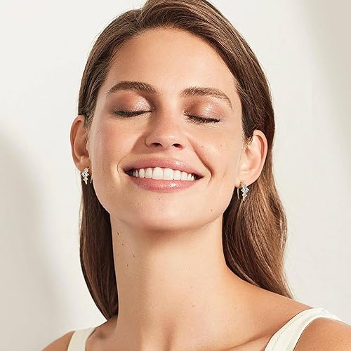 ONE PAIR: 925 Sterling Silver MOISSANITE Earrings HIGH QUALITY MOISSANITE DIAMOND Brilliant ROUND CUT Color: 5MM-Open Hoops-Yellow