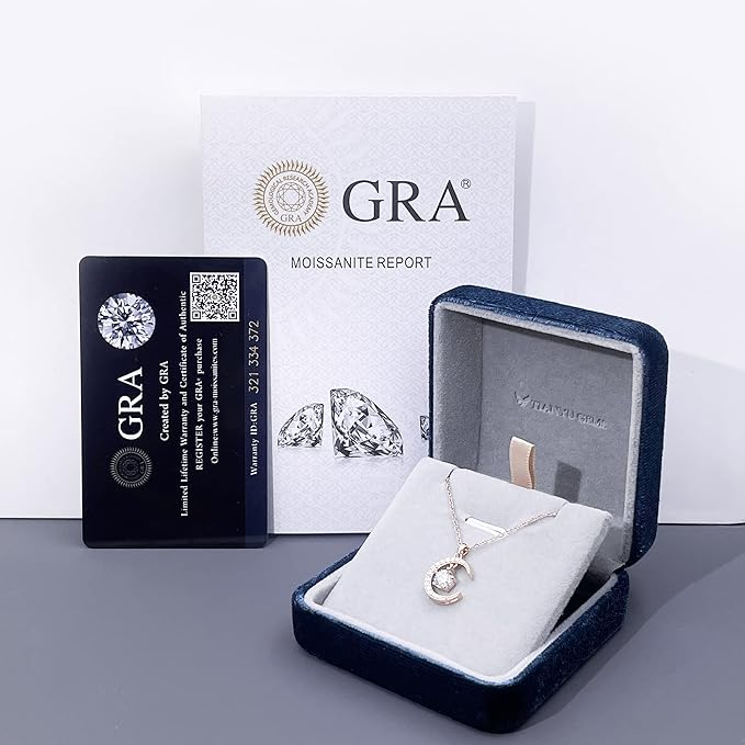 ONE :💎Pendant Necklace 💎MOISSANITE DIAMOND Color: SILVER Style: Star and Moon 0.5ct