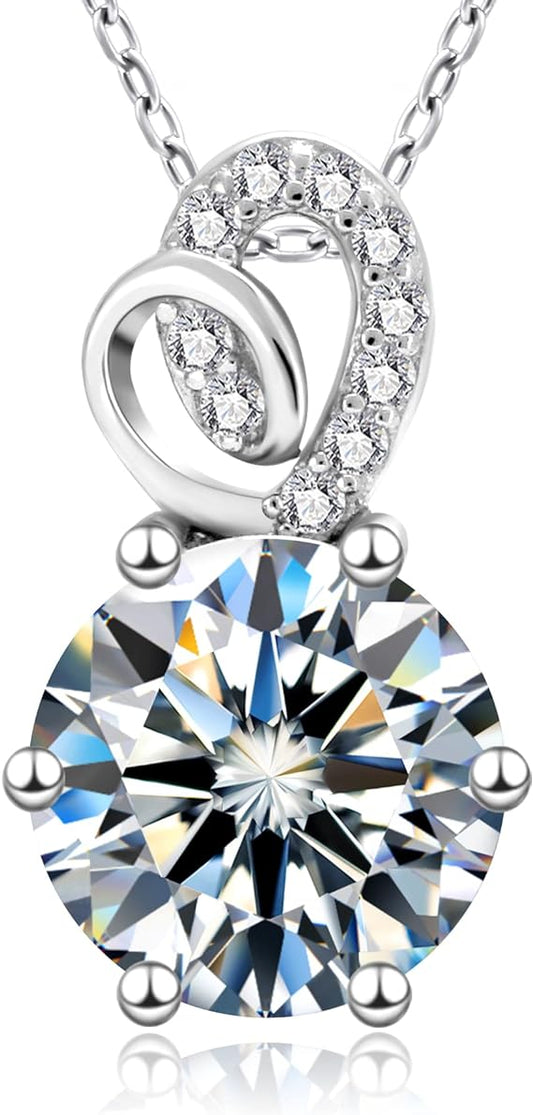 ONE :💎Pendant Necklace 💎MOISSANITE DIAMOND Style: Color: 2.0 Carats-White Gold