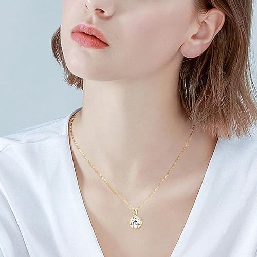 ONE :💎Pendant Necklace💎 2.0 CARAT MOISSANITE YELLOW GOLD PLATED OVER 925 STERLNG SILVER       Color: 2CT Bezel Round Yellow