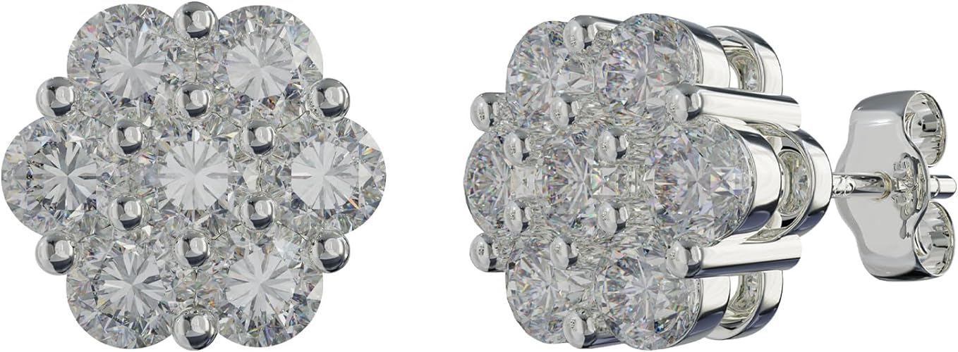 ONE PAIR: Gorgeous STUD EARRINGS MOISSANITE DIAMONDS D Color VVS1 Clarity Brilliant Earrings 925 Sterling Silver 18K WHITE Gold Plated 2.5mm