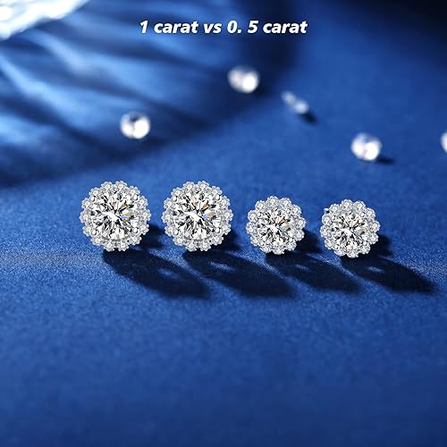 ONE PAIR: 925 Sterling Silver MOISSANITE STUD Earrings HIGH QUALITY MOISSANITE DIAMOND Brilliant ROUND CUT