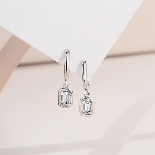 ONE PAIR: 925 Sterling Silver MOISSANITE DROP Earrings HIGH QUALITY MOISSANITE DIAMOND Brilliant ROUND CUT