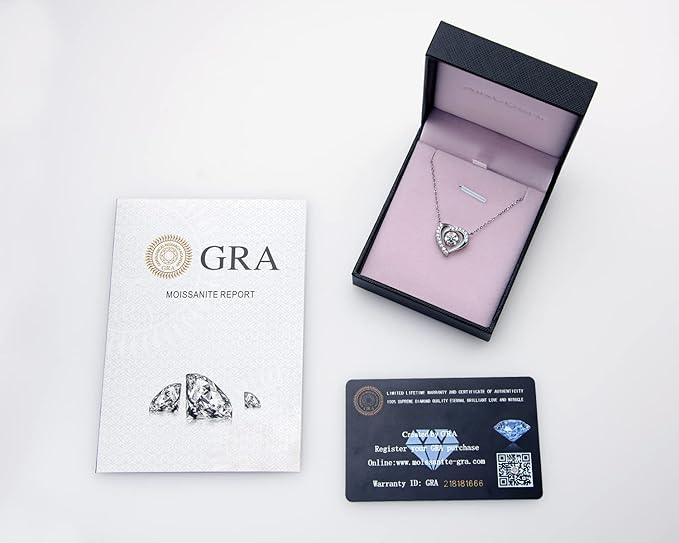 ONE :💎Pendant Necklace💎 Color: Dancing Heart-0.8ct MOISSANITE DIAMOND WHITE GOLD PLATED OVER 925 STERLNG SILVER