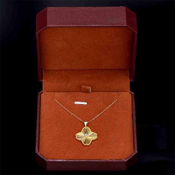 ONE :💎Pendant MOISSANITE Necklace 💎, Clover YELLOW GOLD PLATED OVER 925 STERLNG SILVER