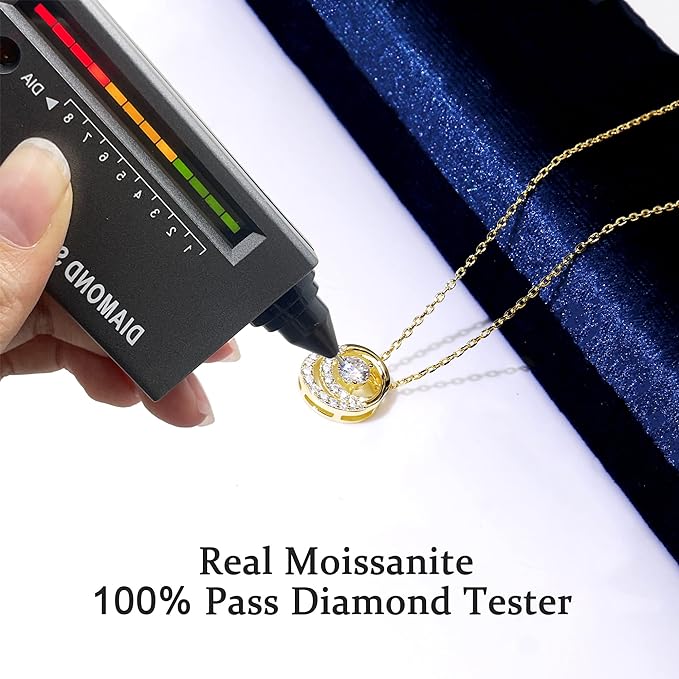 ONE :💎Pendant Necklace 💎MOISSANITE DIAMOND Color: SILVER Style: Double Halo 0.5ct