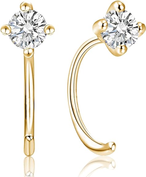 ONE PAIR:  EARRINGS MOISSANITE DIAMONDS D Color VVS1 Clarity Brilliant 3x2mm Pear The total carat weight of the 2 MOISSANITE Stones is 0.2 carats. 18K YELLOW Gold Plated Color: Gold/Round Cut