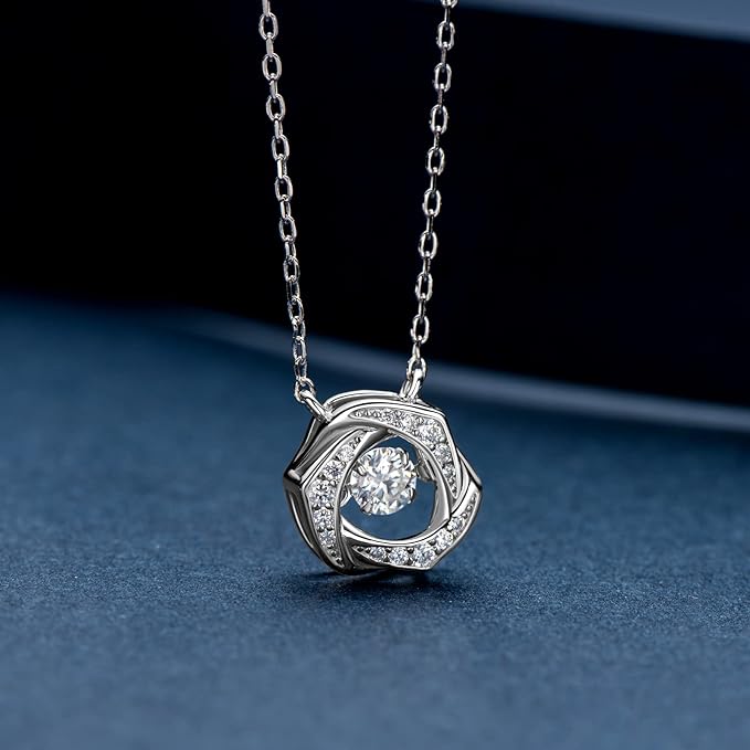 ONE :💎Pendant Necklace💎 Color: Love Knot-0.5ct MOISSANITE DIAMOND WHITE GOLD PLATED OVER 925 STERLNG SILVER