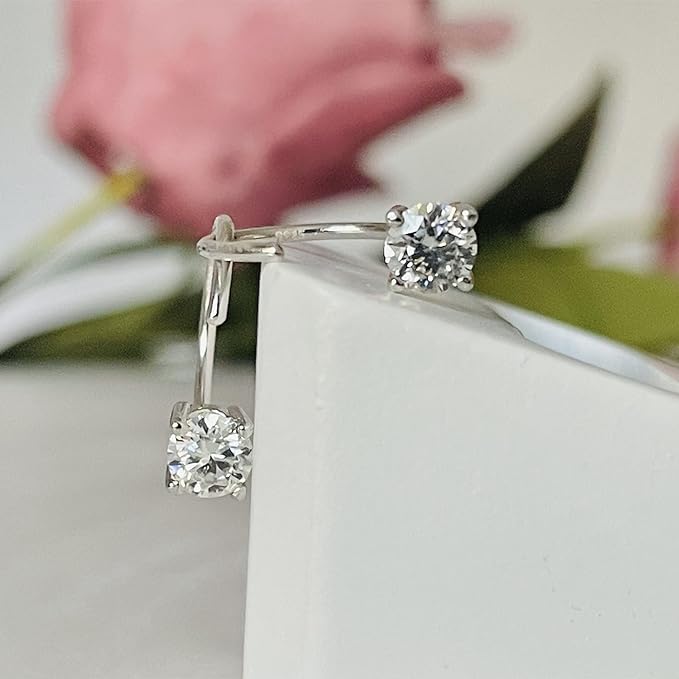 ONE PAIR: Gorgeous STUD EARRINGS MOISSANITE DIAMONDS D Color VVS1 Clarity Brilliant Earrings 925 Sterling Silver 18K WHITE Gold Plated 0.8ct a pair