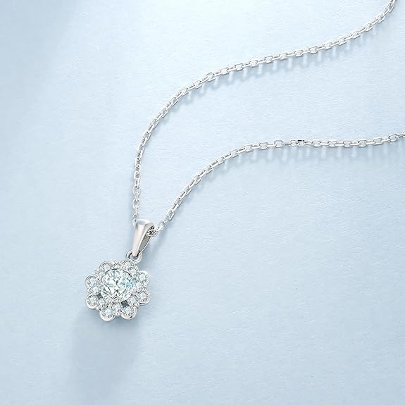 ONE :💎Pendant Necklace 💎MOISSANITE DIAMOND - 925 STERLING SILVER and Solid Gold Plated D Color VVS1 Clarity adjustable Chain Color: Color: Flowers 0.5 Carat