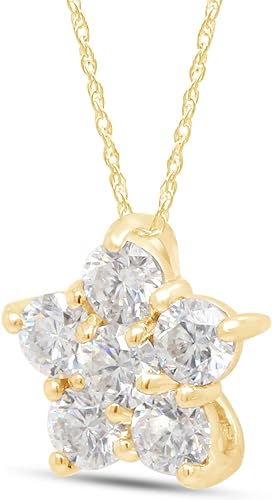 ONE :💎Pendant Necklace💎 Color: FLOWER MOISSANITE DIAMOND YELLOW GOLD PLATED OVER 925 STERLNG SILVER