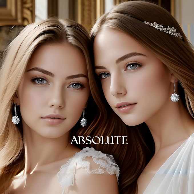 ONE PAIR: 925 Sterling Silver HOOP STUD DROP MOISSANITE Earrings  Brilliant ROUND CUT HIGH QUALITY MOISSANITE DIAMOND 18 K White Gold Plated