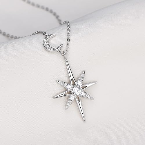 ONE :💎Pendant Necklace💎 Color: Starburst-Silver MOISSANITE DIAMOND 18k WHITE GOLD PLATED OVER 925 STERLNG SILVER