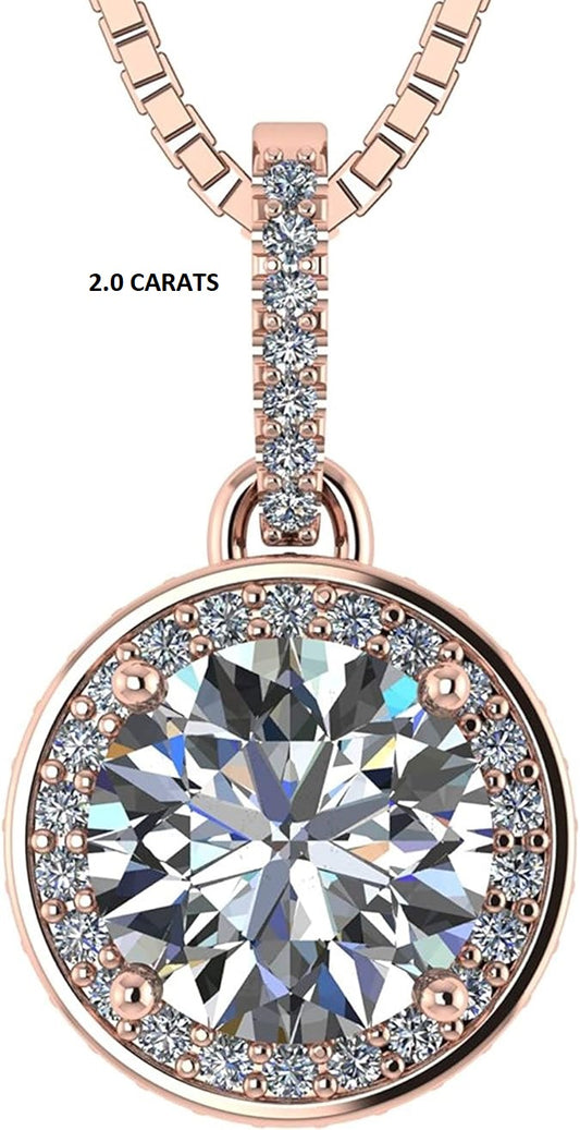 ONE :💎Pendant Necklace 💎 " Pure Brilliance 2.0 CT Zirconia ROSE GOLD PLATED