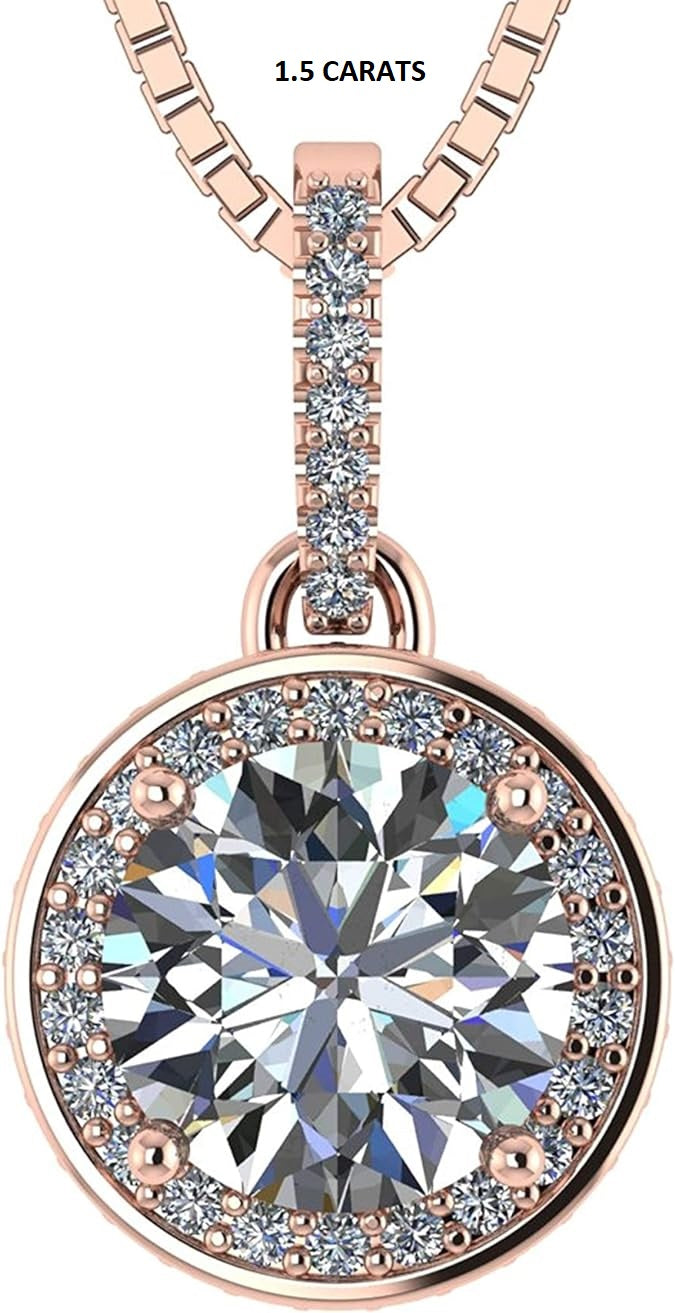 ONE :💎Pendant Necklace 💎 " Pure Brilliance 1.5 CT Zirconia ROSE GOLD PLATED