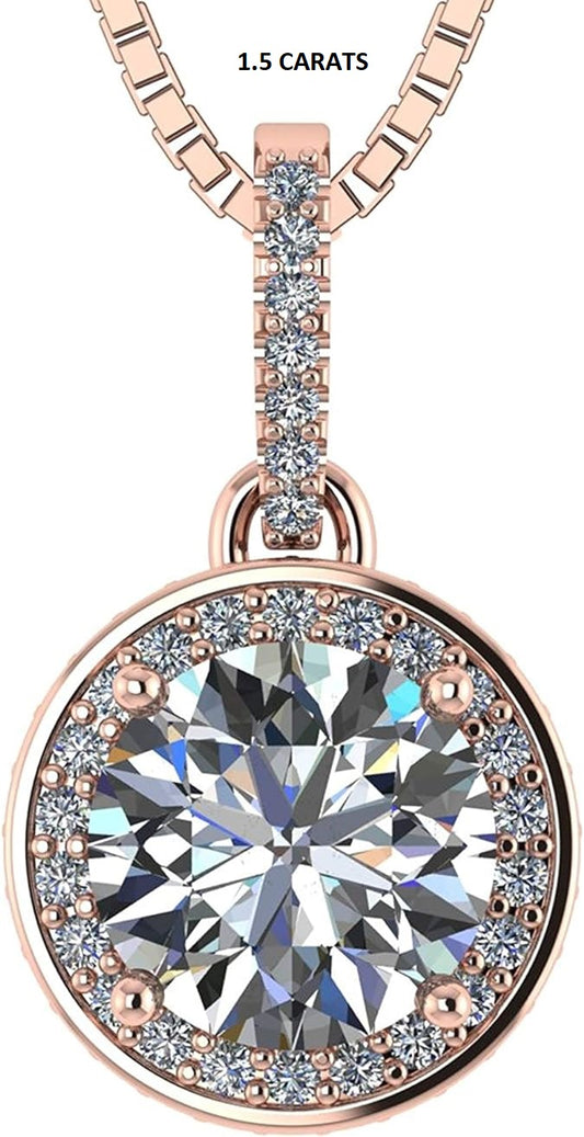 ONE :💎Pendant Necklace 💎 " Pure Brilliance 1.5 CT Zirconia ROSE GOLD PLATED