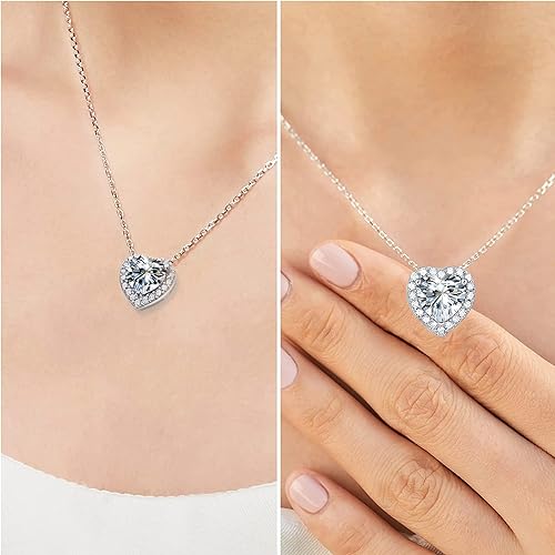 ONE : 💎Pendant Heart Necklace 💎 MOISSANITE DIAMOND 1 Carats D Color VVS1 Clarity 18K Gold Plated OVER 925 Sterling Silver Necklace for Women