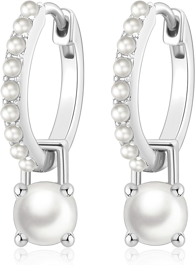 ONE PAIR: Gorgeous HOOP EARRINGS JUNE Month Rhodium Plated Sterling Silver