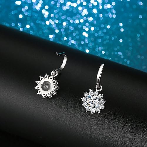 ONE PAIR: 925 Sterling Silver MOISSANITE DROP DANGLE Earrings HIGH QUALITY MOISSANITE DIAMOND Brilliant ROUND CUT