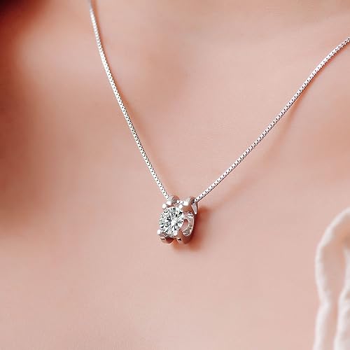 ONE : 💎Pendant Necklace 💎 MOISSANITE DIAMOND Style: Square (18K WHITE Gold) OVER 925 Sterling Silver Necklace) D Color VVS1 Clarity 1CT